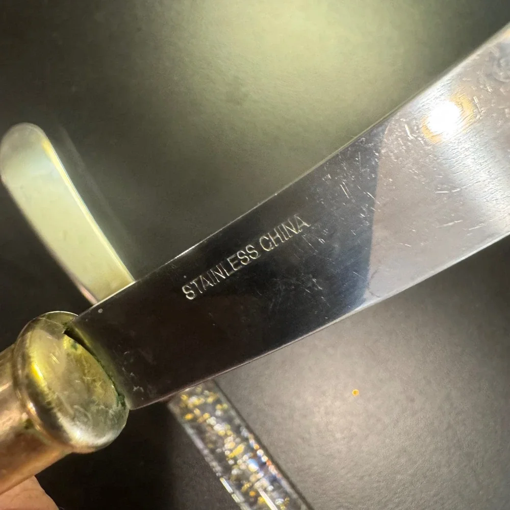 Butter Spreaders Set of 2 Gold Silver Glitter Acrylic Handles Stainless Steel